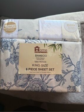 Bamboo King Size 6-Piece Sheet Set in Blue Floral